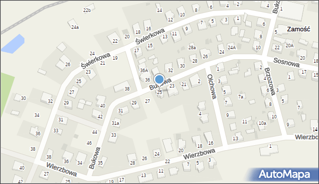 Zamość, Sosnowa, 25, mapa Zamościa