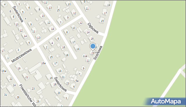 Zaniemyśl, Sosnowa, 13, mapa Zaniemyśl