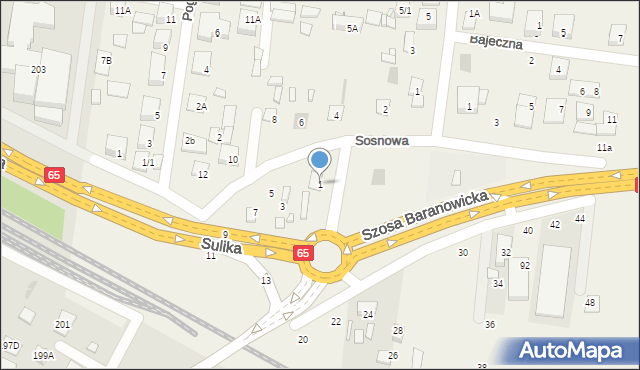 Zaścianki, Sosnowa, 1, mapa Zaścianki