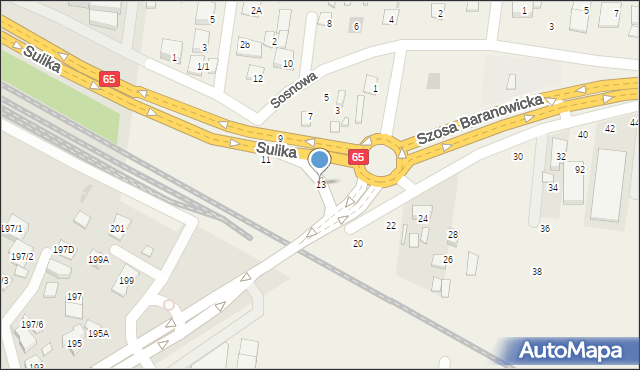 Zaścianki, Sosnowa, 13, mapa Zaścianki