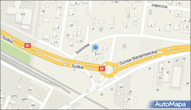 Zaścianki, Sosnowa, 3, mapa Zaścianki