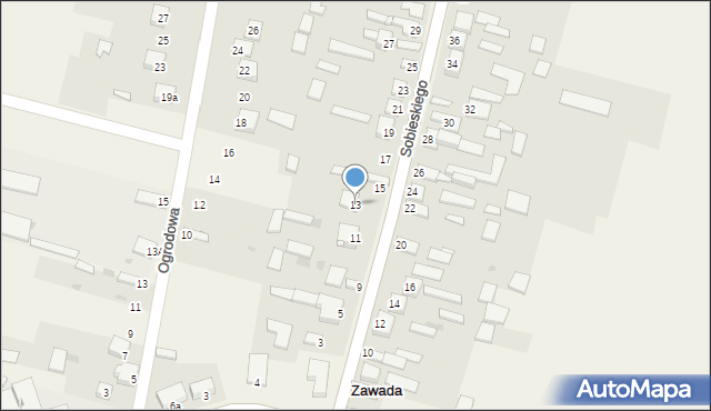 Zawada, Sobieskiego, 13, mapa Zawada