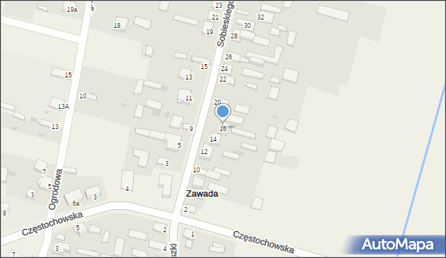 Zawada, Sobieskiego, 16, mapa Zawada