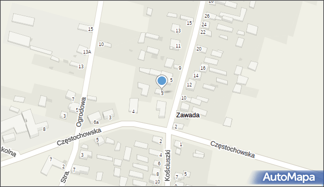 Zawada, Sobieskiego, 3, mapa Zawada