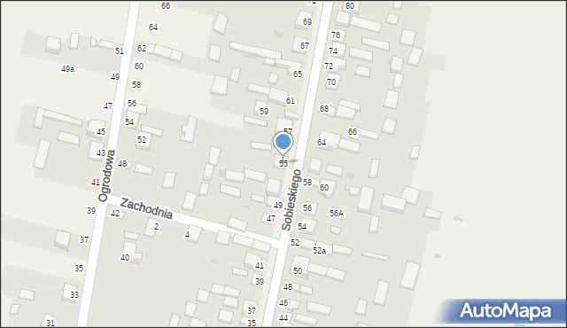 Zawada, Sobieskiego, 55, mapa Zawada