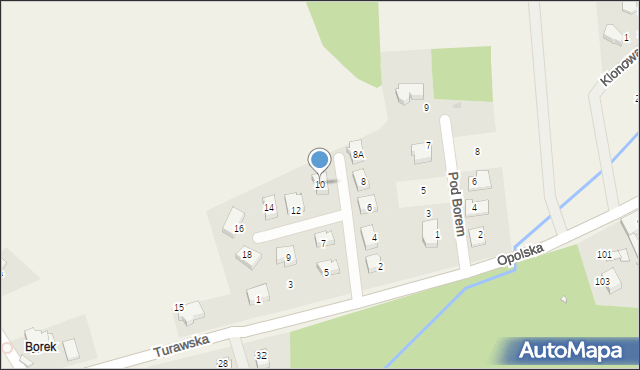 Zawada, Sosnowy Zakątek, 10, mapa Zawada