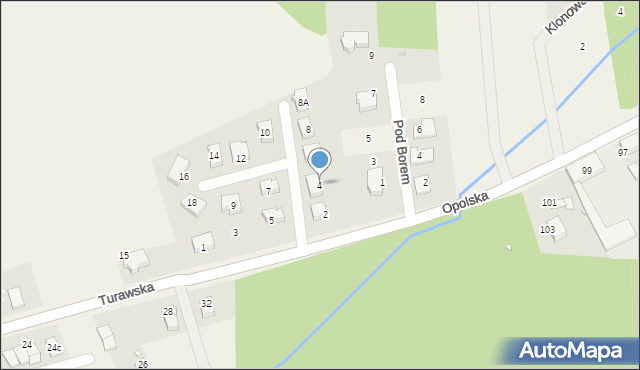 Zawada, Sosnowy Zakątek, 4, mapa Zawada