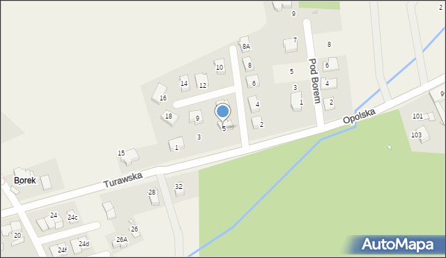 Zawada, Sosnowy Zakątek, 5, mapa Zawada