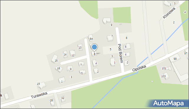 Zawada, Sosnowy Zakątek, 6, mapa Zawada