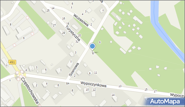 Zawady, Sosnowa, 4, mapa Zawady