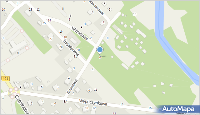 Zawady, Sosnowa, 6, mapa Zawady