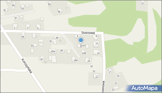 Zbludowice, Sosnowa, 12, mapa Zbludowice