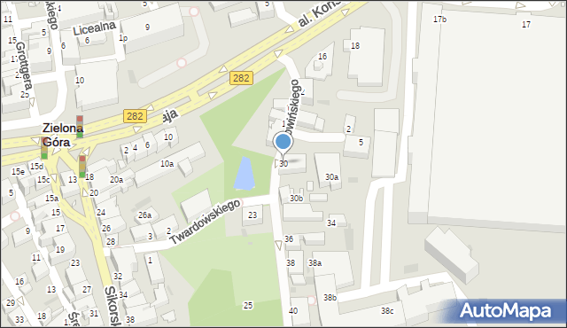 Zielona Góra, Sowińskiego Józefa, gen., 30, mapa Zielona Góra