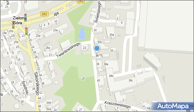 Zielona Góra, Sowińskiego Józefa, gen., 36, mapa Zielona Góra
