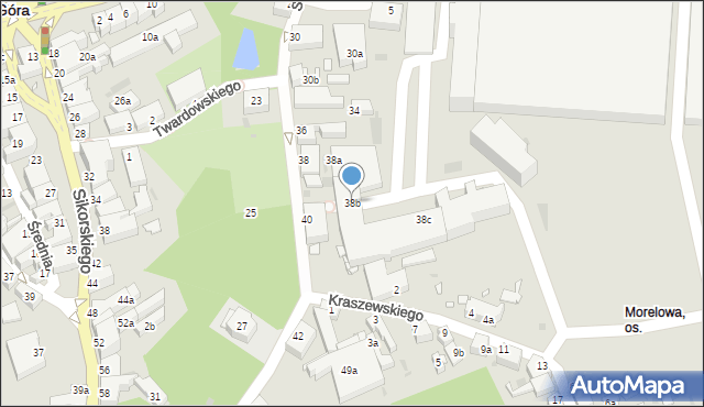 Zielona Góra, Sowińskiego Józefa, gen., 38b, mapa Zielona Góra