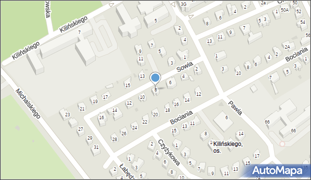 Zielona Góra, Sowia, 8, mapa Zielona Góra