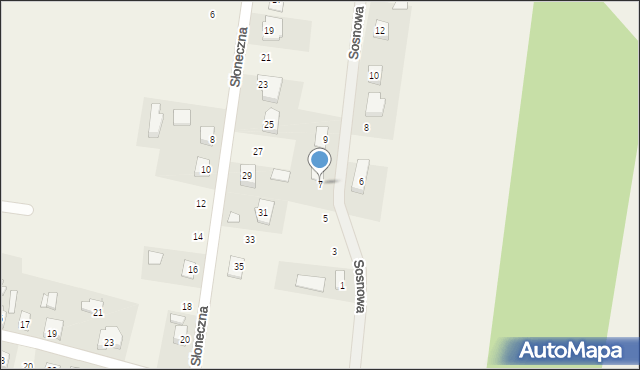 Żodyń, Sosnowa, 7, mapa Żodyń