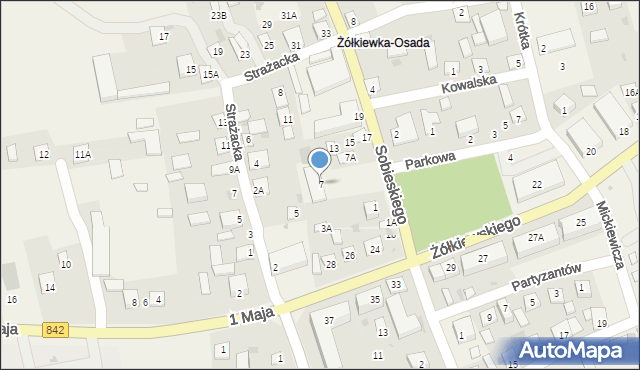 Żółkiewka-Osada, Sobieskiego, 7, mapa Żółkiewka-Osada