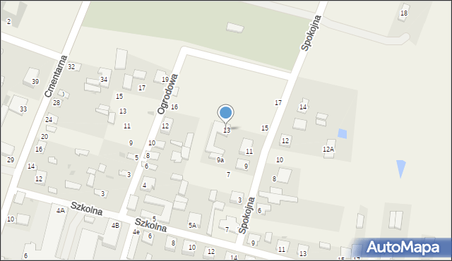 Adamów, Spokojna, 13, mapa Adamów