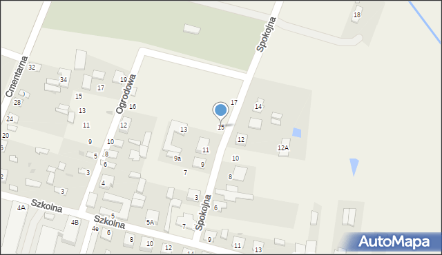 Adamów, Spokojna, 15, mapa Adamów