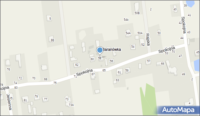 Augustówek, Spokojna, 58, mapa Augustówek