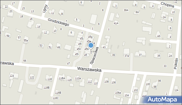 Biała Podlaska, Spacerowa, 2, mapa Białej Podlaskiej