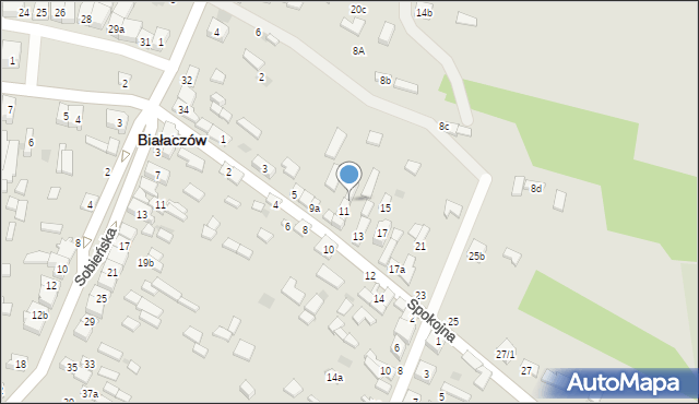 Białaczów, Spokojna, 11a, mapa Białaczów