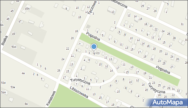 Białka, Spokojna, 5, mapa Białka