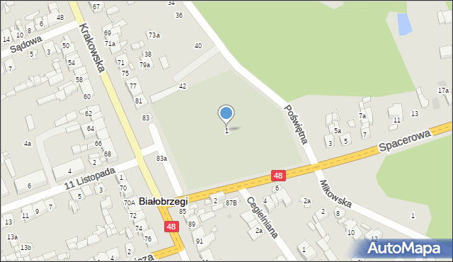 Białobrzegi, Spacerowa, 1, mapa Białobrzegi