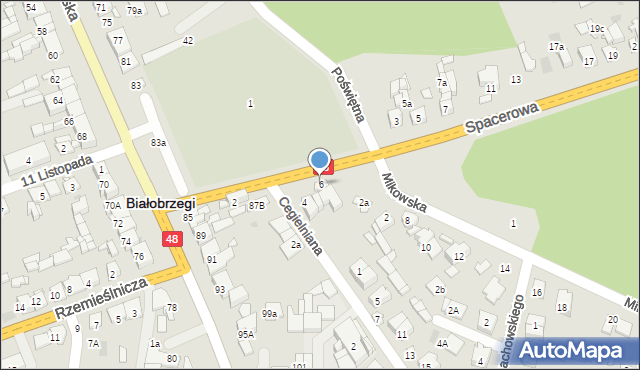 Białobrzegi, Spacerowa, 6, mapa Białobrzegi