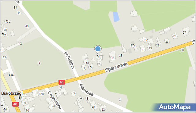 Białobrzegi, Spacerowa, 7a, mapa Białobrzegi