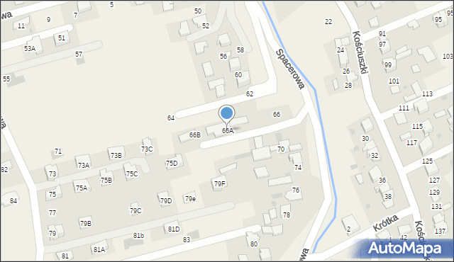 Bibice, Spacerowa, 66A, mapa Bibice