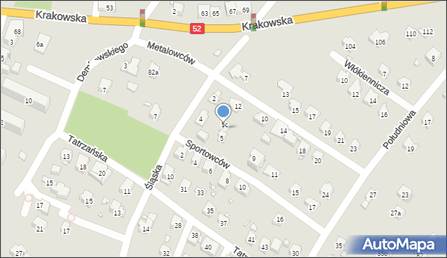 Bielsko-Biała, Sportowców, 5b, mapa Bielsko-Białej