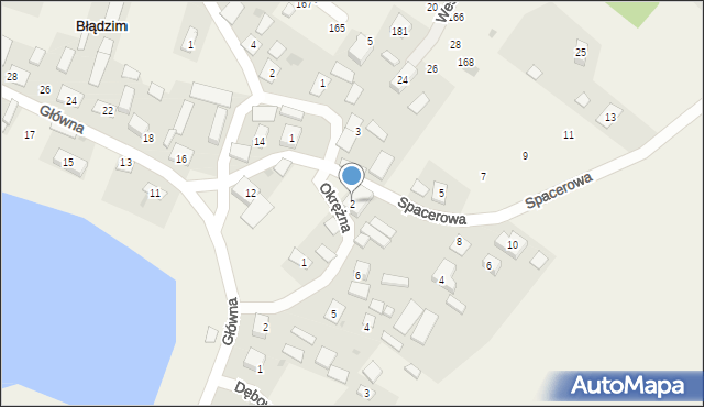 Błądzim, Spacerowa, 2, mapa Błądzim