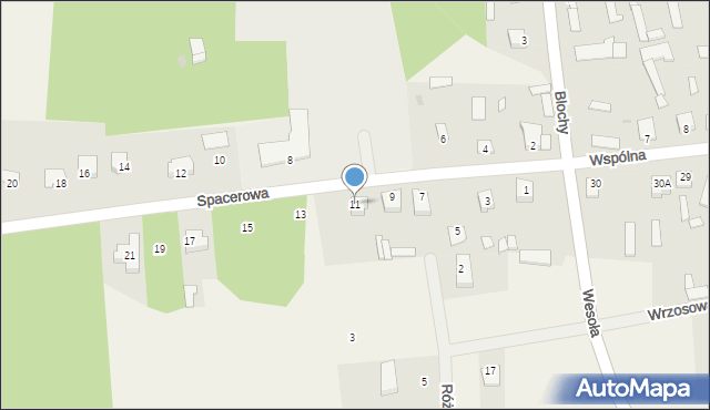 Blochy, Spacerowa, 11, mapa Blochy