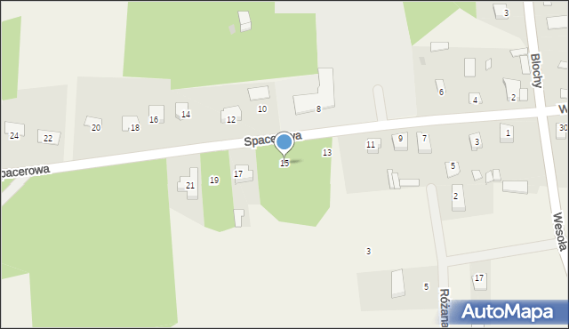 Blochy, Spacerowa, 15, mapa Blochy