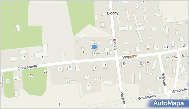 Blochy, Spacerowa, 4, mapa Blochy