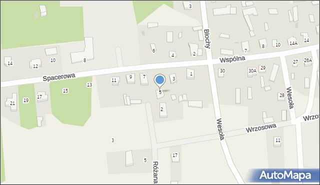 Blochy, Spacerowa, 5, mapa Blochy