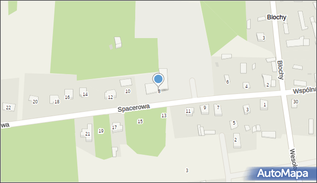 Blochy, Spacerowa, 8, mapa Blochy