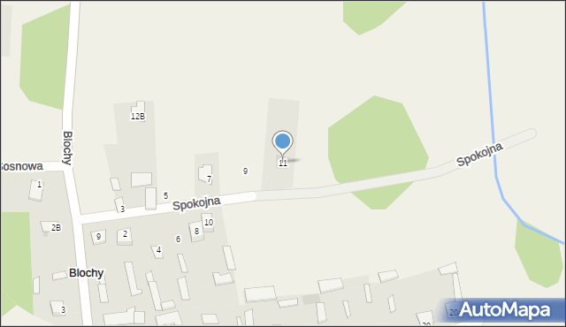 Blochy, Spokojna, 11, mapa Blochy