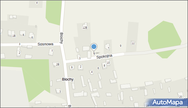 Blochy, Spokojna, 5, mapa Blochy