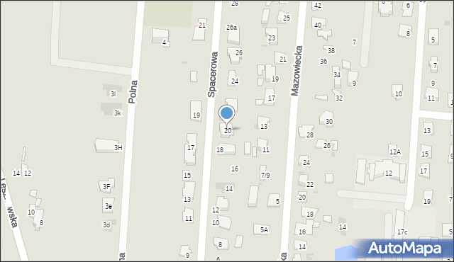 Błonie, Spacerowa, 20, mapa Błonie