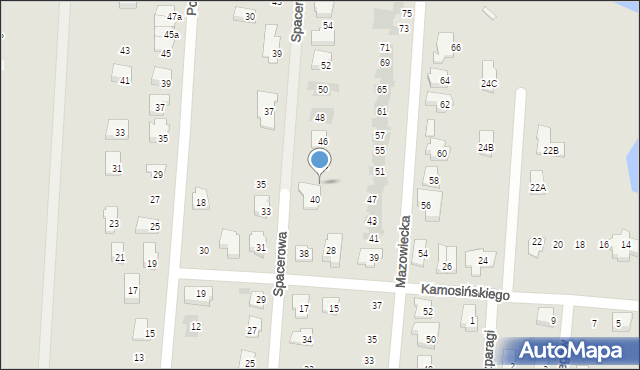 Błonie, Spacerowa, 42, mapa Błonie