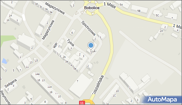 Bobolice, Spółdzielcza, 1, mapa Bobolice
