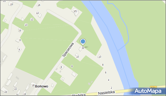 Borkowo, Spacerowa, 12, mapa Borkowo