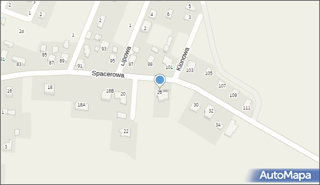 Borówno, Spacerowa, 26, mapa Borówno