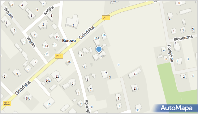 Borowo, Spokojna, 1, mapa Borowo