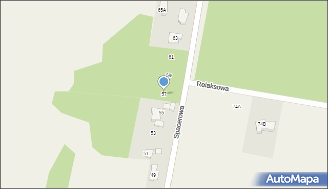 Borzęcin Duży, Spacerowa, 57, mapa Borzęcin Duży
