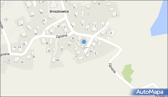 Broszkowice, Spokojna, 2, mapa Broszkowice
