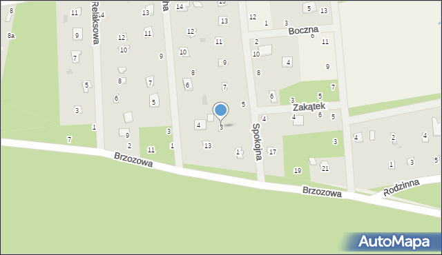Brzeźce, Spokojna, 3, mapa Brzeźce